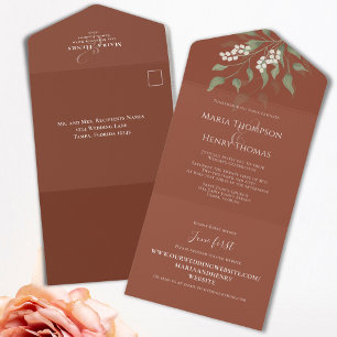 Floral Elegant White Terracotta Guest Addressed All In One Invitation