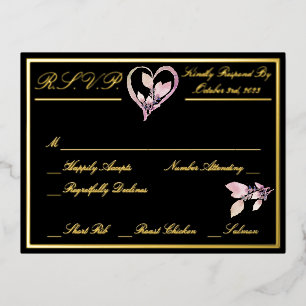 Floral Elegant White Wedding RSVP Gold Foil Invitation Postcard