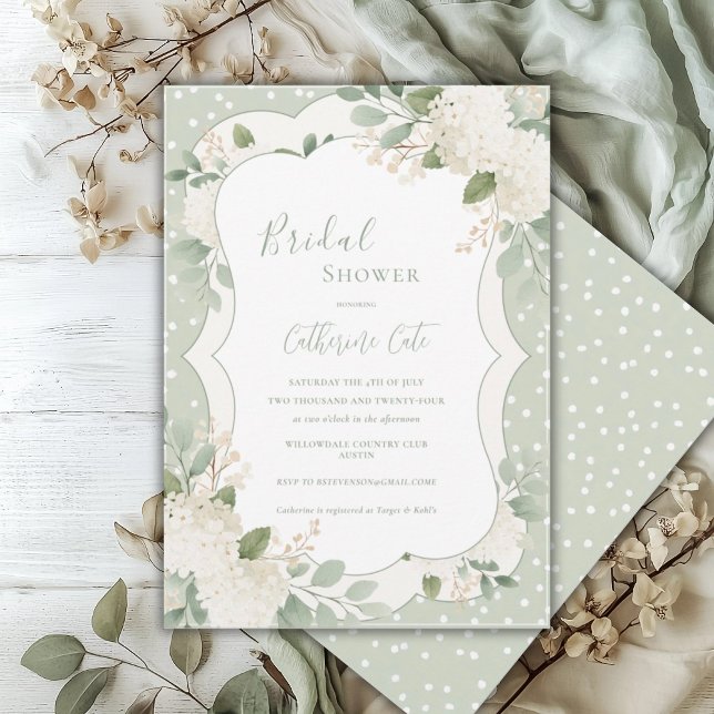 Floral Elegant WhiteHydrangea Bridal Shower  Invitation (Creator Uploaded)