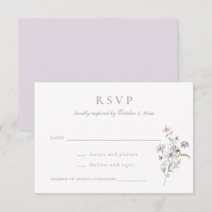 Floral Elegant Wildflowers Blush Pink Wedding RSVP Invitation