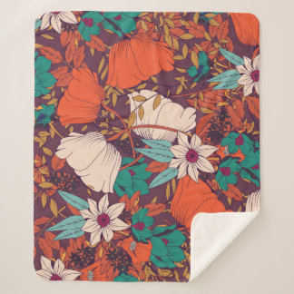 Floral Elements: Hand Drawn Seamless. Sherpa Blanket