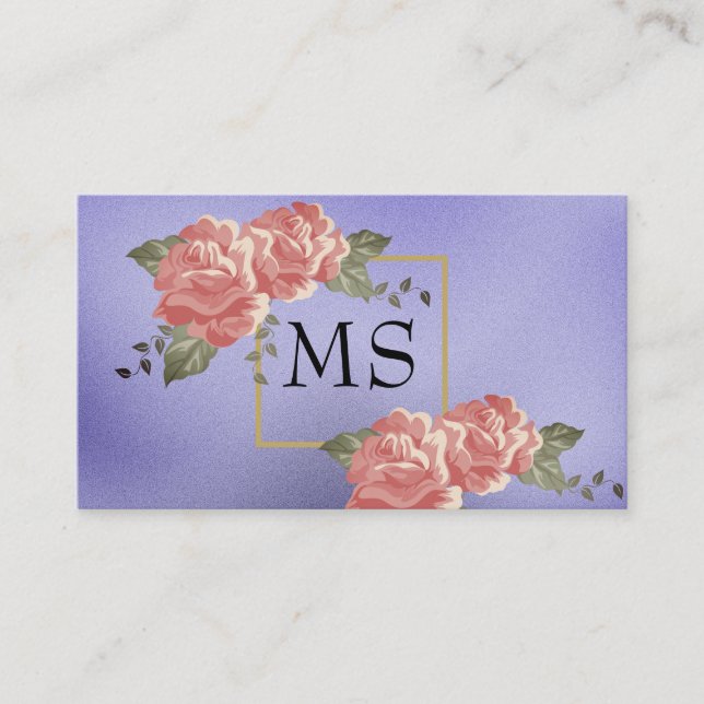 Floral Elements | Monogram  Business Card (Front)