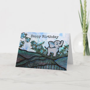 Floral Elephant Art                                Card