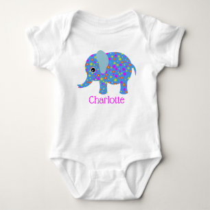 Floral Elephant Baby Sleeper Bodysuit