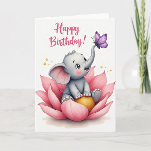 Floral Elephant Birthday Card