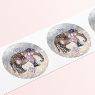 Floral Elephant Classic Round Sticker