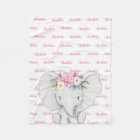 Floral Elephant Pink Personalized Girl Name