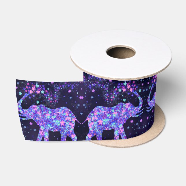 Floral Elephant Ribbon Satin Ribbon (Spool)