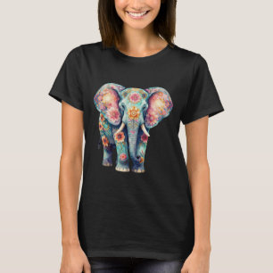 Floral Elephant Shirt Colourful Boho Animal Tee