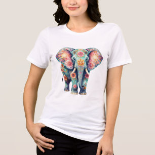Floral Elephant Shirt Colourful Boho Animal Tee