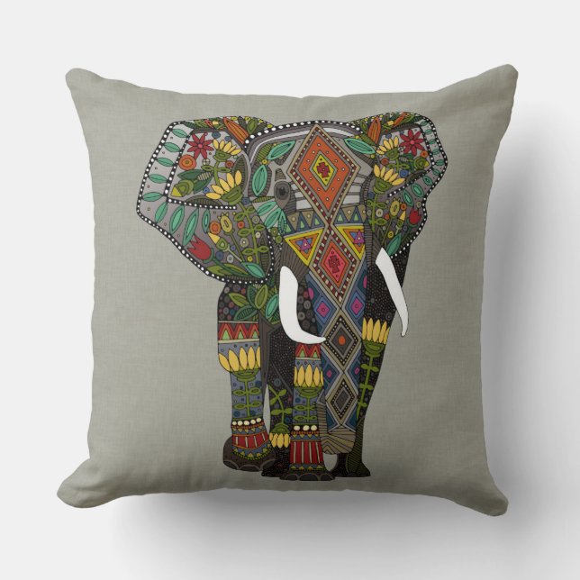 floral elephant stone cushion (Front)