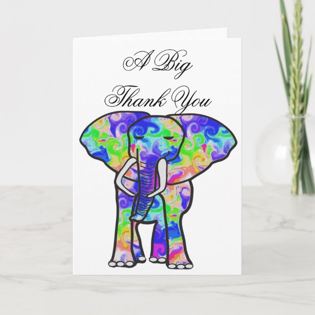 Floral Elephant Thank you Card (Front)