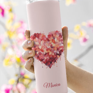 Floral Embrace Heart Custom Valentine's Thermal Tumbler