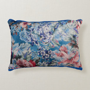 Floral Embroidered Pattern Colourful Flowers  Decorative Cushion
