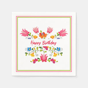 Floral embroidery custom napkins