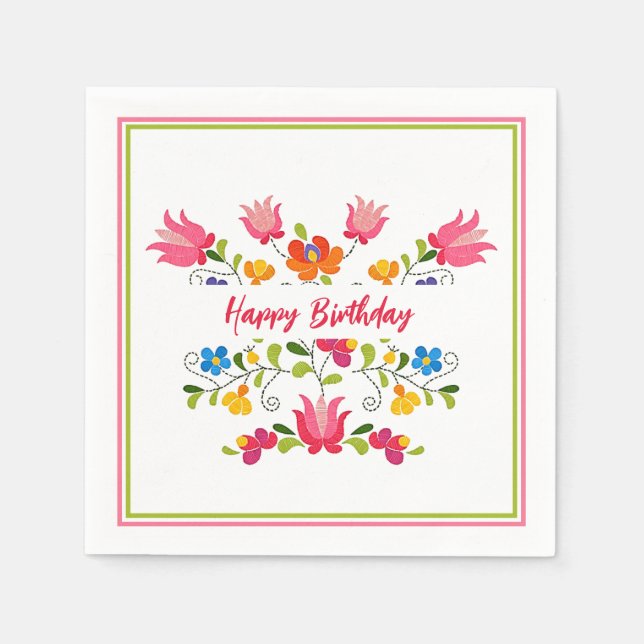 Floral embroidery  custom napkins (Front)