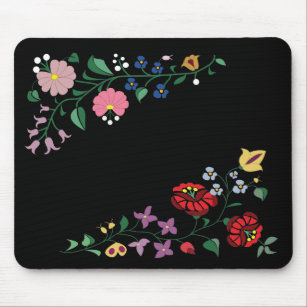 Floral embroidery mouse pad