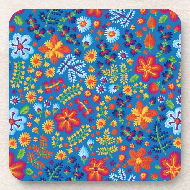 Floral Embroidery Pattern Coaster (Front)