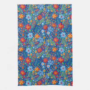 Floral Embroidery Pattern Tea Towel