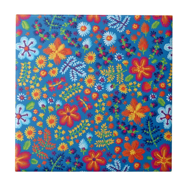 Floral Embroidery Pattern Tile (Front)