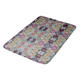 Floral Embroidery Pattern with Beautiful Flowers   Bath Mat