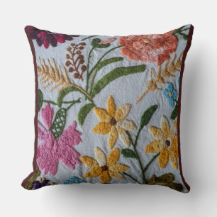 Floral Embroidery Pattern with Beautiful Flowers  Cushion