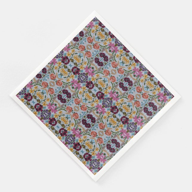 Floral Embroidery Pattern with Beautiful Flowers   Napkin (Corner)