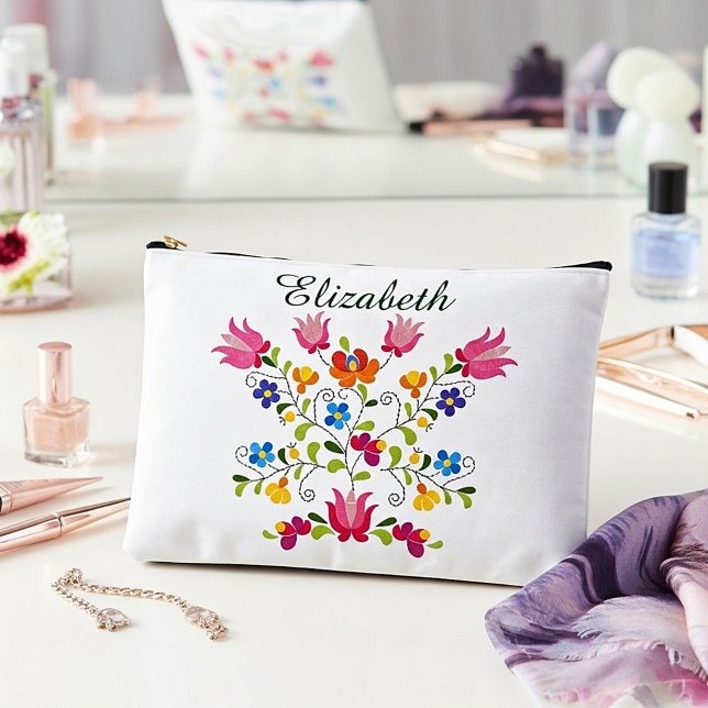 Floral embroidery personalised  accessory pouch (Creator Uploaded)
