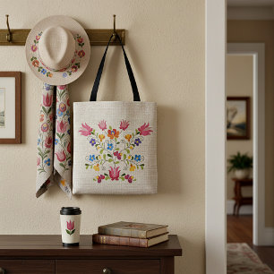 Floral embroidery  tote bag