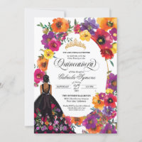 Floral Embroidery Watercolor Flowers Quinceanera I