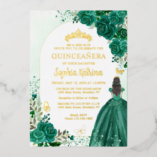 Floral Emerald Green Princess Birthday Quinceanera