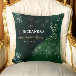 Floral Emerald Green Princess Quinceanera Cushion