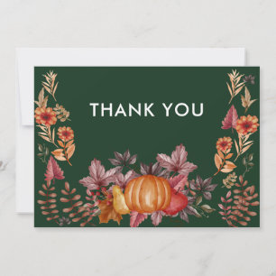 Floral Emerald Green Thanksgiving Dinner Thank You Card