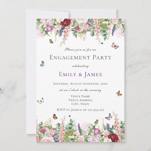 Floral Engagement Party Invitation (Front)