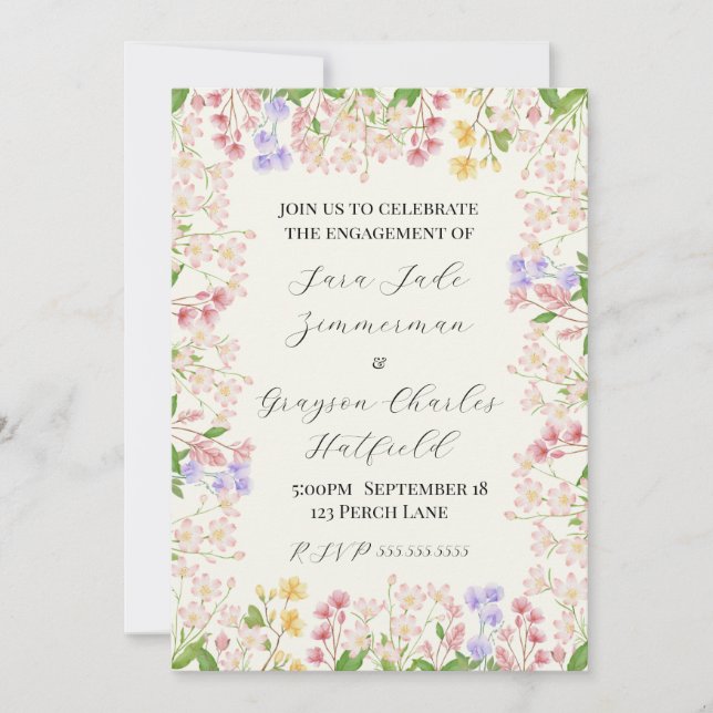 Floral Engagement Party Invitation (Front)
