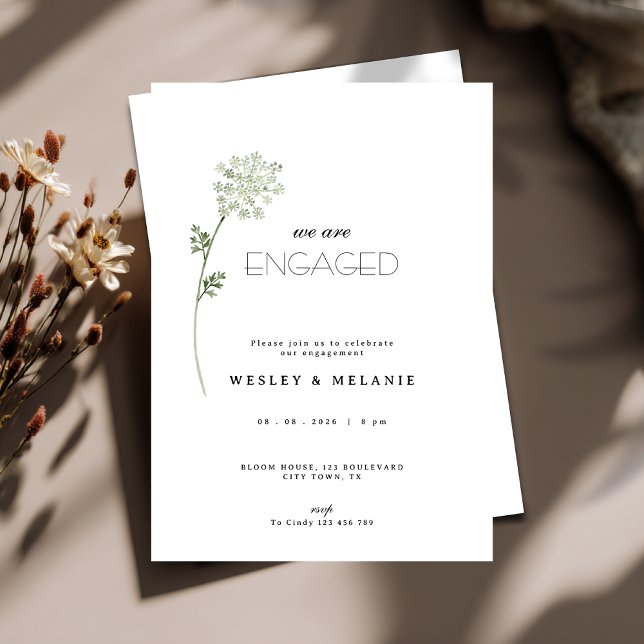 Floral Engagement Party Invitation - Minimalist (Floral engagement invitation)