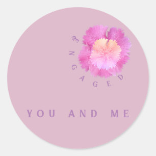 Floral engagement :pink blossoms on classic round sticker