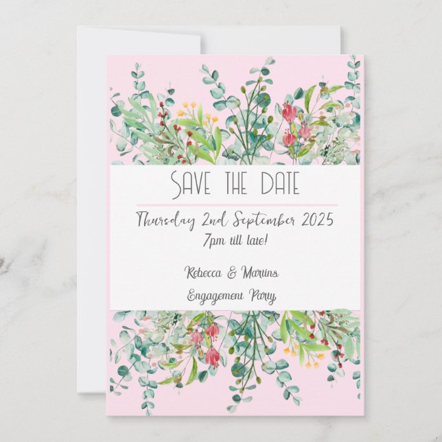 floral engagement save the date invitation  (Front)