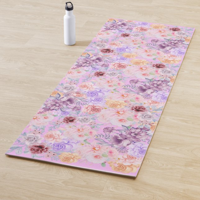 Floral English Tea Garden Pastel  Yoga Mat (Creator Uploaded)