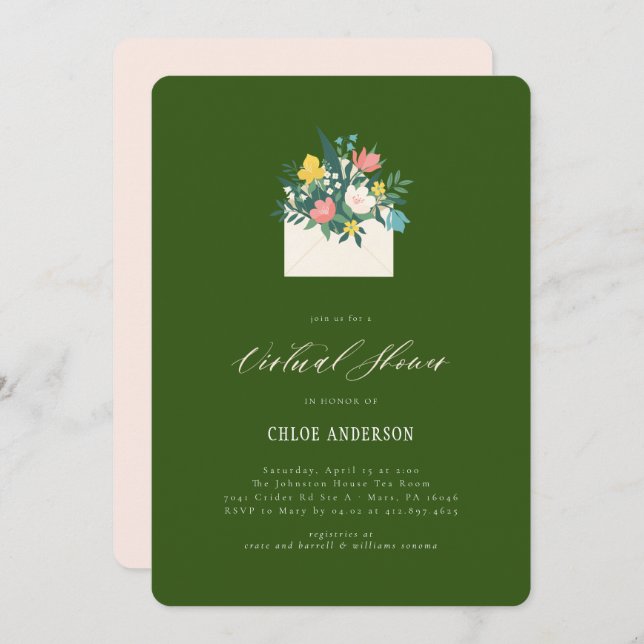 Floral Envelope Virtual Bridal Shower Invitation (Front/Back)
