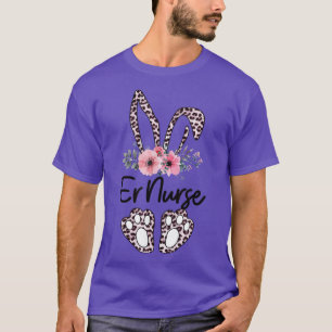 Floral ER Nurse Easter Bunny Emergency Room Nurse T-Shirt