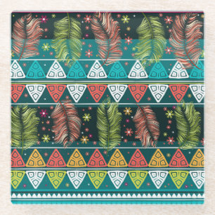 Floral Ethnic Doodle: Gentle Vintage. Glass Coaster
