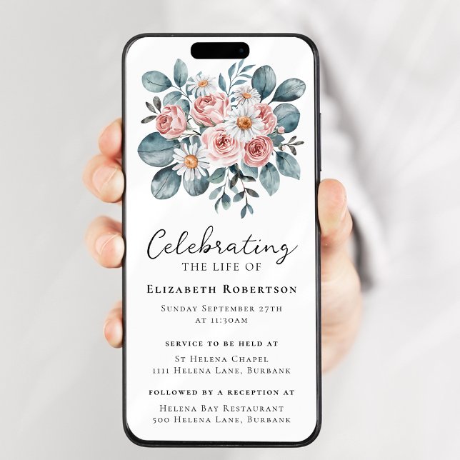 Floral Eucalyptus Boho Funeral Digital Evite Invitation (Creator Uploaded)