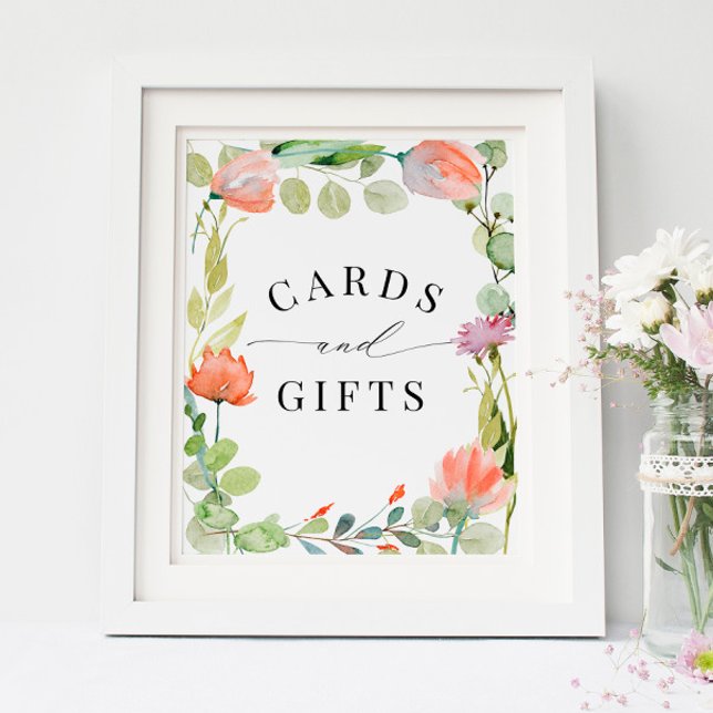 Floral Eucalyptus Bridal Shower Cards Gifts Sign (Creator Uploaded)