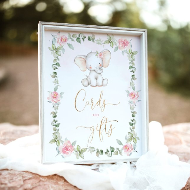 Floral eucalyptus elephant Cards and gifts Poster (Creator Uploaded)