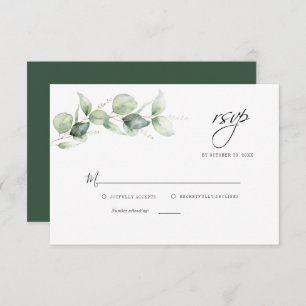 Floral Eucalyptus Foliage Script Wedding RSVP Card