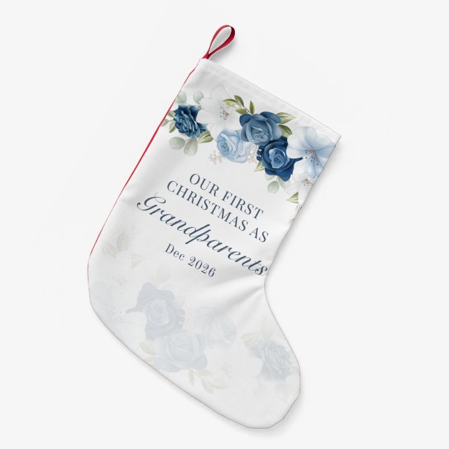 Floral Eucalyptus Grandparents 1st Christmas Small Christmas Stocking (Front (Hanging))