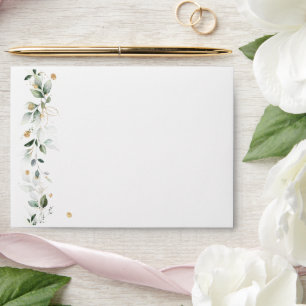 Floral Eucalyptus Greenery Gold Wedding Envelope
