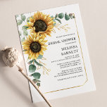 Floral Eucalyptus Sunflower Bridal Shower Invite<br><div class="desc">Create a modern Sunflower Floral Bridal Shower invitation card with this cute template featuring beautiful rustic floral bouquet with modern simple typography. TIP: Matching wedding suite cards like RSVP, wedding programs, banners, tapestry, gift tags, signs, and other wedding keepsakes and goodies are available in the collection below featuring this design....</div>