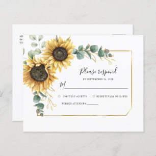 Floral Eucalyptus Sunflower Enclosure RSVP Card